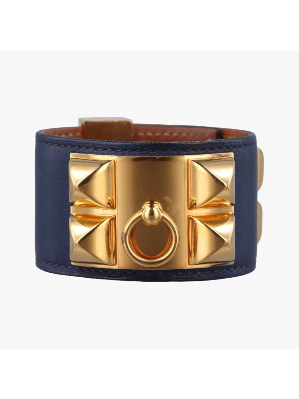 Hermes Collier de Chien Blue Gold Leather S